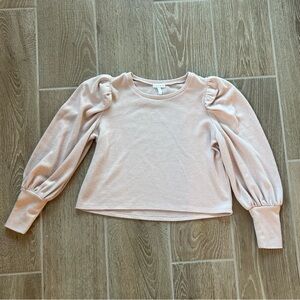 Pink Long Sleeve Top with Puff Shoulders